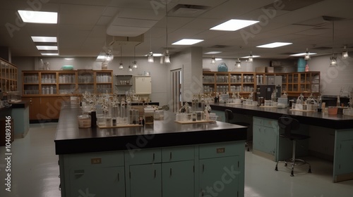 Modern Science Laboratory with Workstations and Equipment