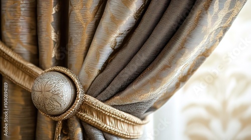 Close-Up of Ornate Curtain Tieback photo