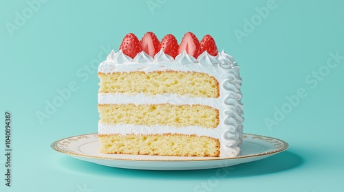 Delicious Strawberry Layer Cake on Elegant Plate