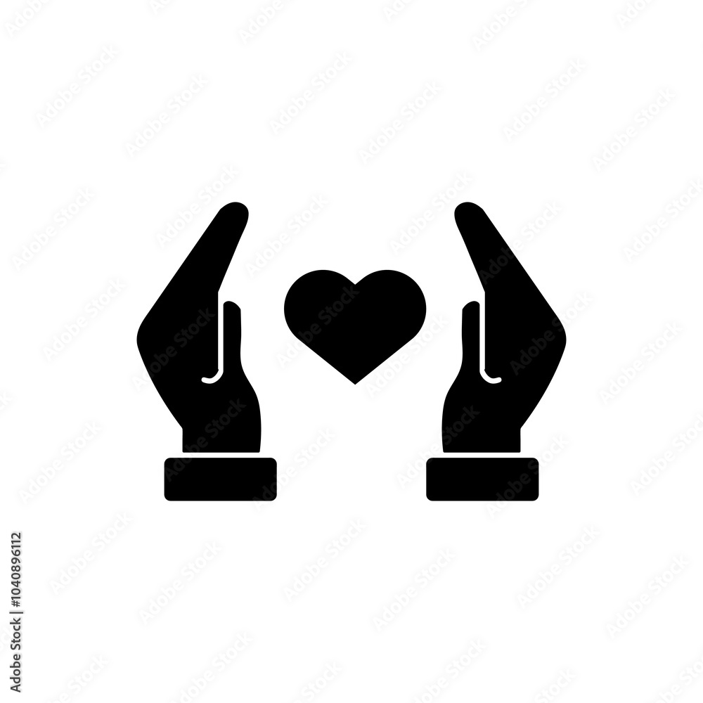 Obraz premium Hands with heart icon vector, vector simple Charity symbol trendy style illustration for web and app..eps