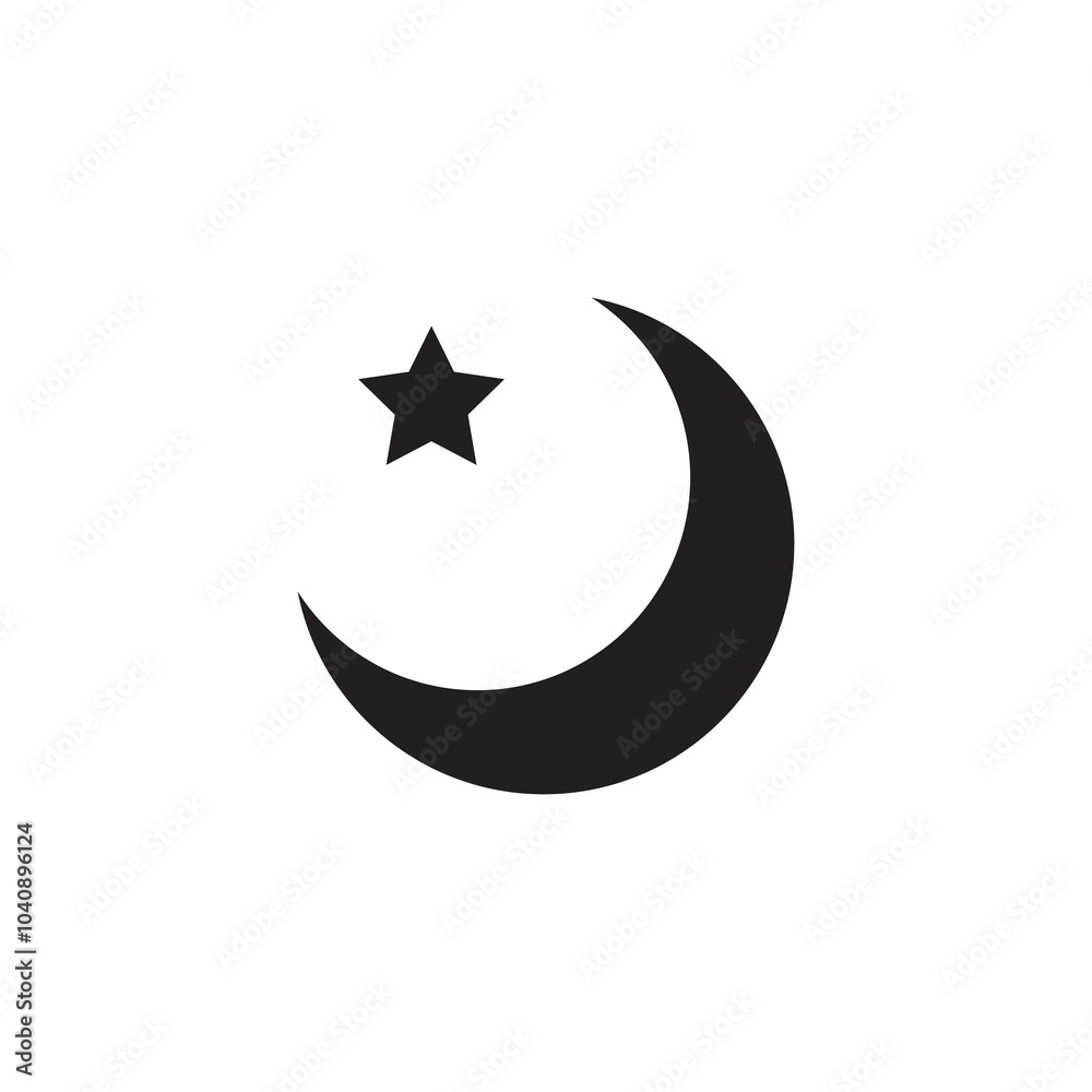 Islamic moon and star vector icon. vector Crescent moon and star trendy style illustration for web and app..eps Islamic moon and star vector icon. vector Crescent moon and star trendy style illustration for web and app..eps