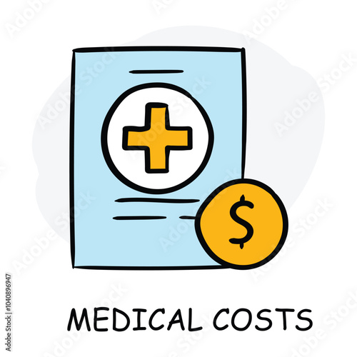 Vector icon for medical costs. Medical report with a dollar sign, symbolizing healthcare expenses.
