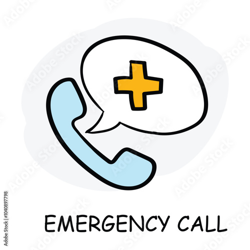 Vector icon for emergency call. Phone receiver with a cross, symbolizing urgent medical assistance.