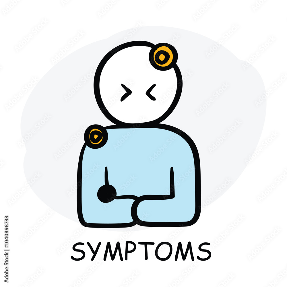 Obraz premium Vector icon for symptoms. Person with dots on the body, depicting signs of illness or disease.