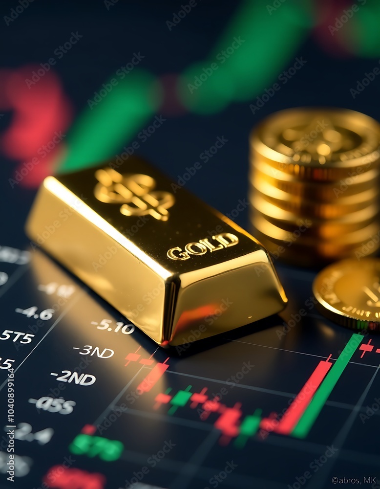 Gold Bar on Stock Market Chart