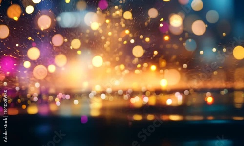 blurred lights on a background of city