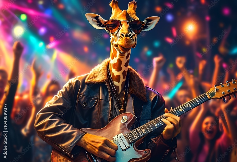 Obraz premium giraffe rockstar