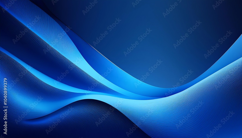 Fototapeta premium A tranquil blue wave pattern, showcasing smooth curves and textures, creating a sense of depth and fluidity.