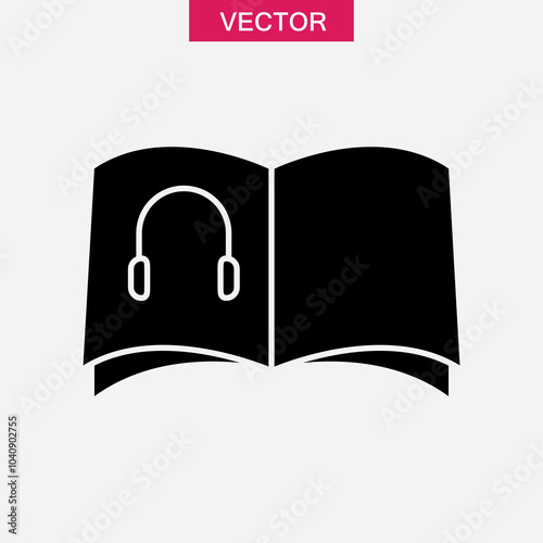 Audio book vector , flat black simple illustration for web and app..eps