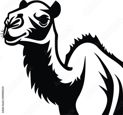 Black silhouette of dromedary head
