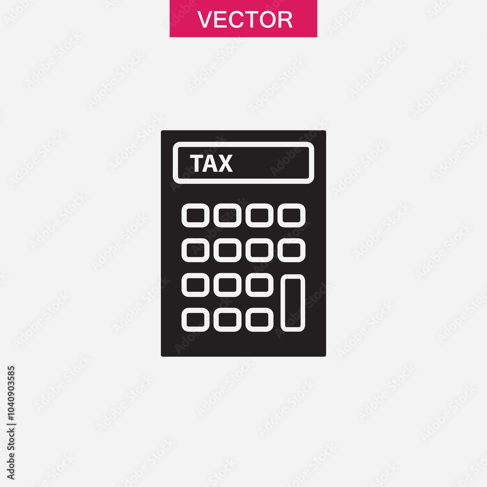 Tax calculator vector flat black simple illustration for web and app..eps Tax calculator vector flat black simple illustration for web and app..eps