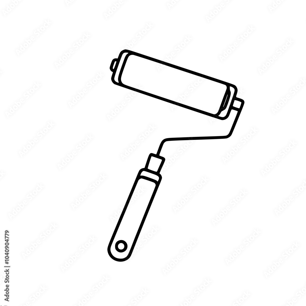 A simple linear vector outline drawing of a paint roller, done in a minimalist style. A simple linear vector outline drawing of a paint roller, done in a minimalist style.