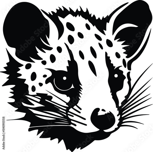 Black silhouette of eastern quoll head