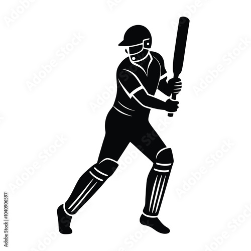 Vector Cricket Player Silhouette Design.