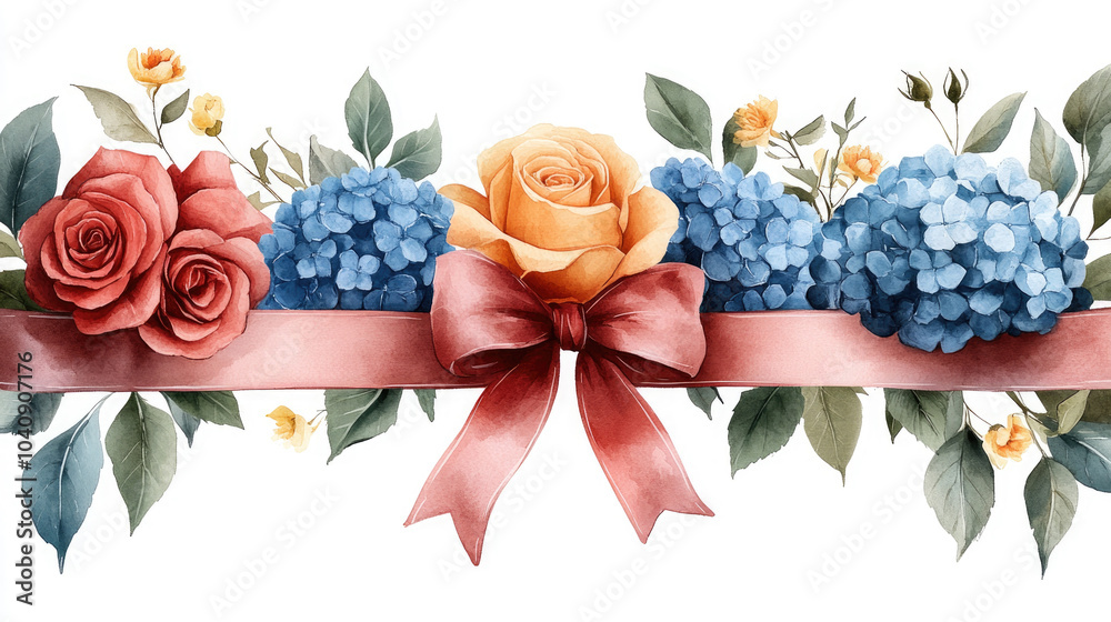 Fototapeta premium Blooming pink roses on a white background