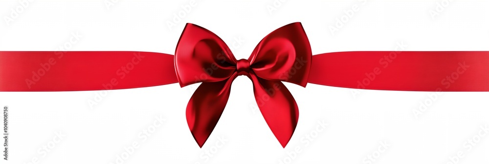 A red ribbon with a bow is shown on a white background. The ribbon and bow create a sense of elegance and celebration A red ribbon with a bow is shown on a white background. The ribbon and bow create a sense of elegance and celebration