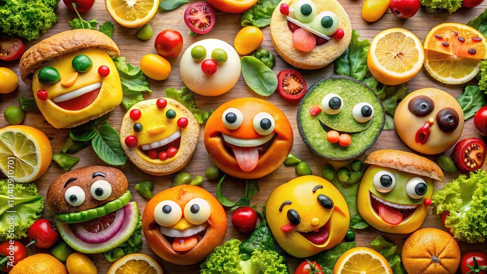 Fototapeta premium Elevate your food photos with a touch of emoji amusement.