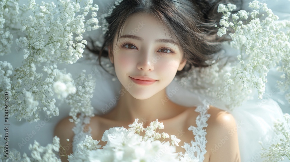 Bride Surrounded by White Blooms Bride Surrounded by White Blooms