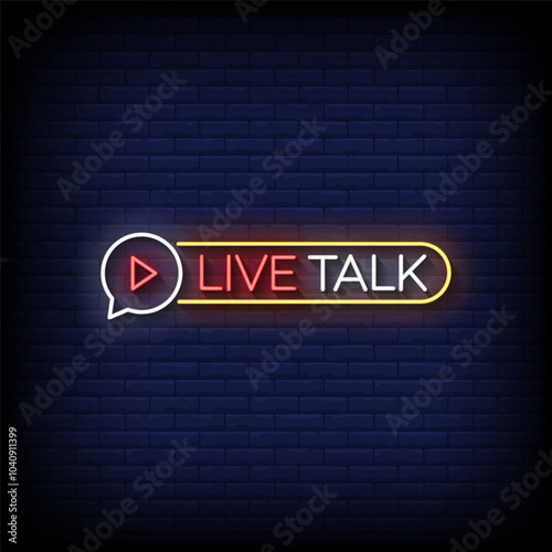 live talk neon sign vector with brick wall background