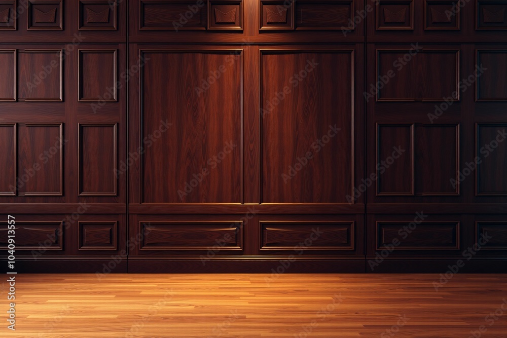 Elegant wooden paneled wall with rich textures and classic craftsmanship, generative AI
Elegant wooden paneled wall with rich textures and classic craftsmanship, generative AI