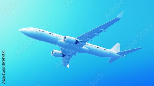 Wallpaper Mural 2410 56.A modern passenger airplane soars through a clear blue sky, its wings cutting smoothly through the air. The airplaneâ€™s clean white body stands out against the vivid blue backdrop, Torontodigital.ca