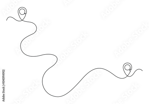 Continuous one line drawing of Route maps and location icons outline. Single line art location mark. Premium vector illustration photo