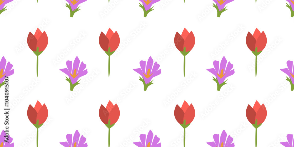 Fototapeta premium Flower illustration pattern. Flower seamless pattern background. Flower background. Floral decoration background. silhouette flower background.