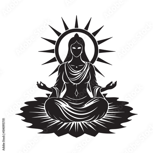 Beautiful minimalist Buddha meditation illustration symbolizing peace, mindfulness, spirituality, and inner calm with natural abstract background art.