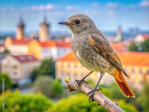 A moment frozen in time: a Hausrotschwanz, perched serenely on a Munich branch, captured by the lens. photo