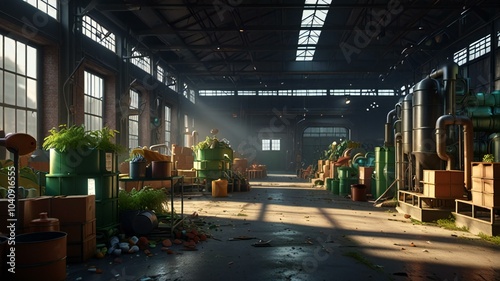 A circular economy factory where waste materials are recycled into new products, creating a zero-waste manufacturing process. (SDG 12: Responsible Consumption and Production)