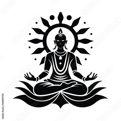 Beautiful minimalist Buddha meditation illustration symbolizing peace, mindfulness, spirituality, and inner calm with natural abstract background art.