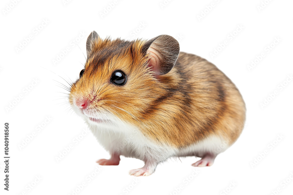 A hamster standing adorably, isolate on white background, showcasing its tiny paws and round face. PNG A hamster standing adorably, isolate on white background, showcasing its tiny paws and round face. PNG