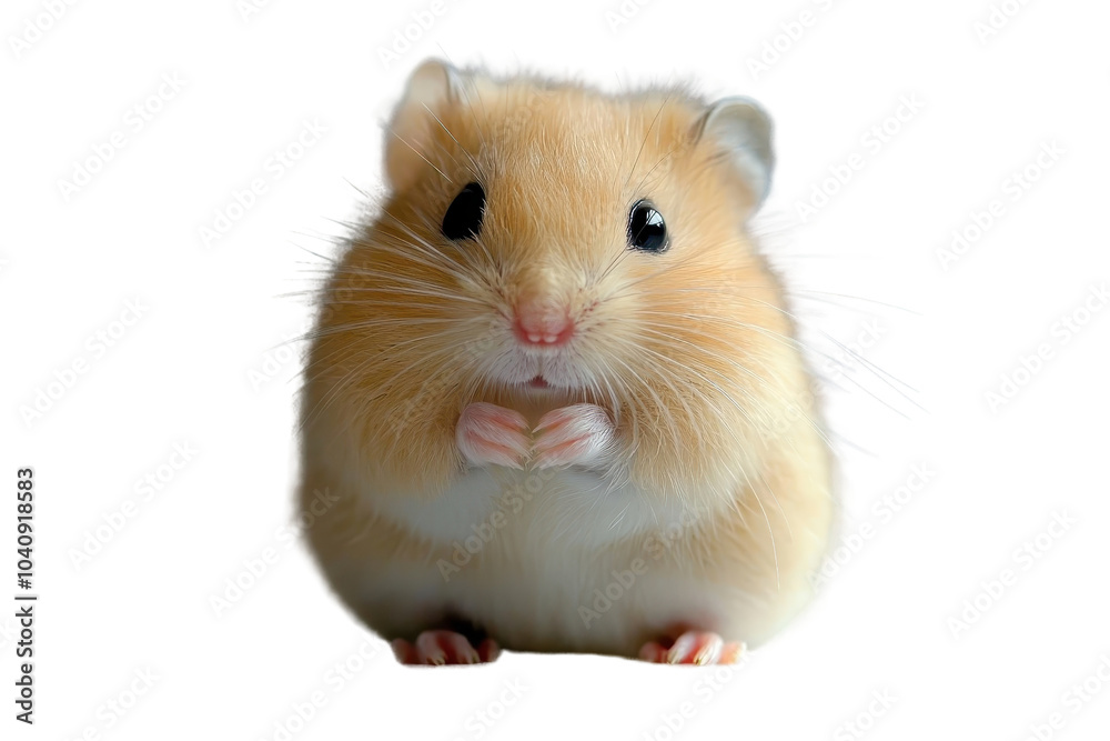 A baby hamster, isolate on white background, with soft fur and an adorable expression. PNG