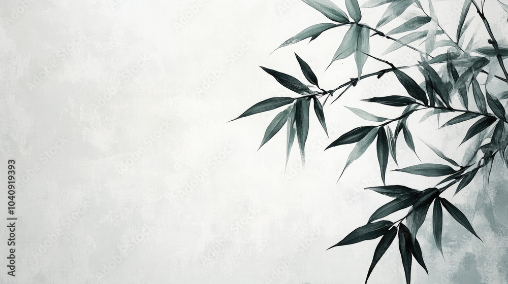 Naklejka premium Green bamboo leaves on a white background