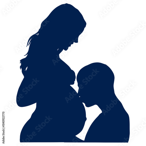 Cuadro en lienzo Pregnant Women Silhouette. Isolated Vector Illustration.