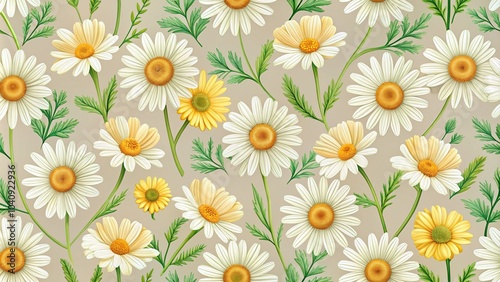 Minimalist Chamomile Floral Pattern - Seamless Design