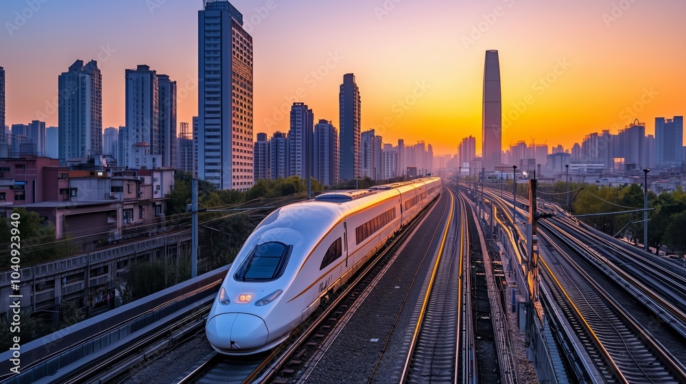 Obraz premium High-speed rail in the city