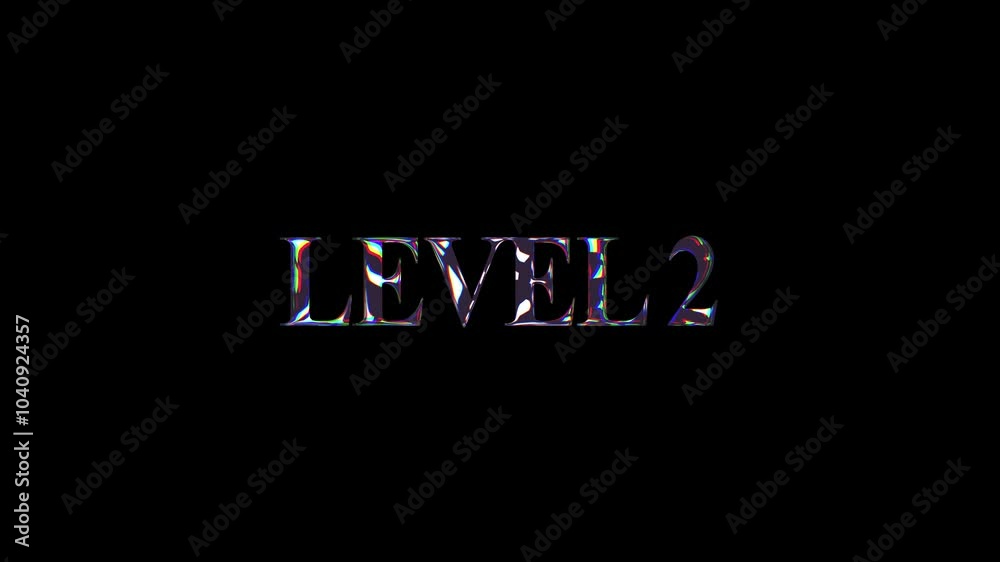 Level 2, Crystal text level change video animation for video game, game level changing concept Level 2, Crystal text level change video animation for video game, game level changing concept