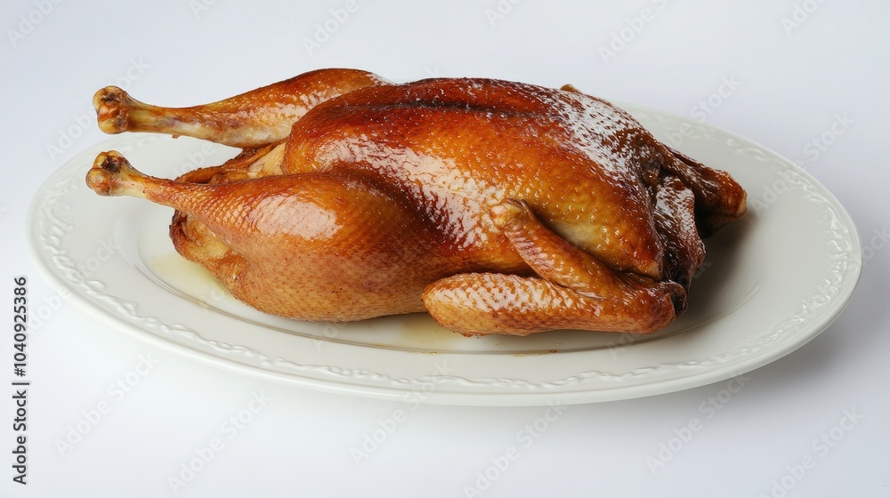 Perfectly Roasted Peking Duck on Elegant Plate Perfectly Roasted Peking Duck on Elegant Plate