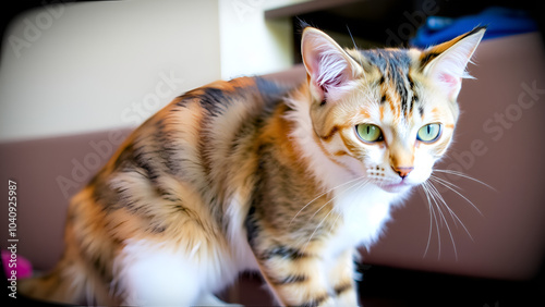 Matted Mangey Old Stray Calico Cat photo