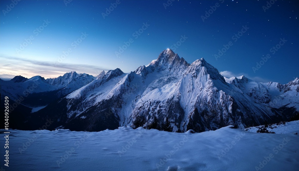 【リアルな風景】夜の雪山の風景画像 【リアルな風景】夜の雪山の風景画像