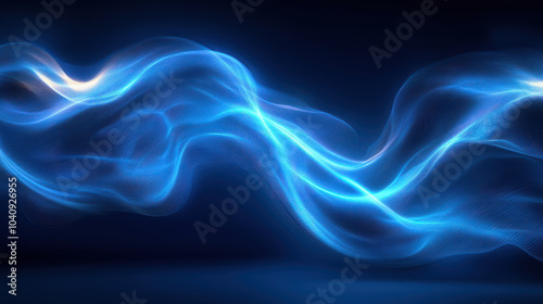 Abstract swirling light trails in blue tones create mesmerizing visual effect, evoking sense of movement and fluidity. dynamic lines and soft glow enhance overall aesthetic appeal