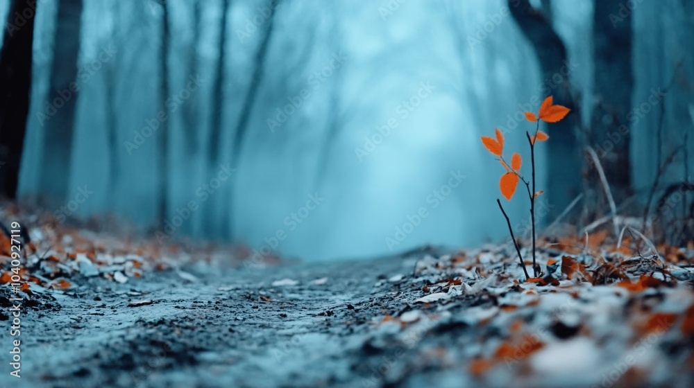 Autumn Forest Path Disappearing into Mist Autumn Forest Path Disappearing into Mist