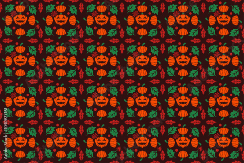 Pumpkin Halloween Seamless Pattern Background