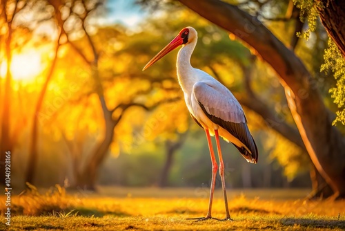 Yellow-billed Stork in the African Savanna - Wildlife Photography photo