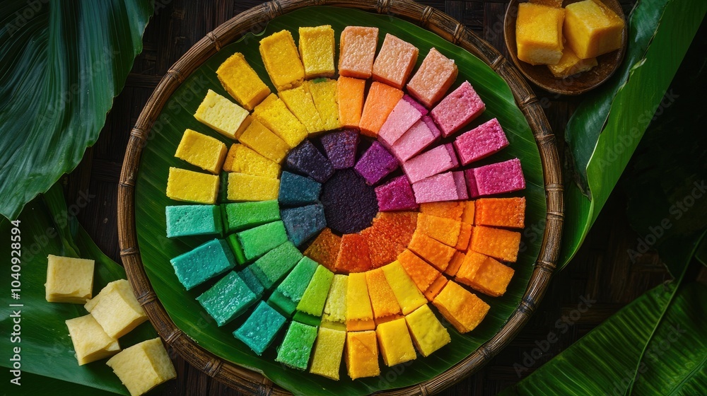 Fototapeta premium Colorful Chan Slices from a Top Down View