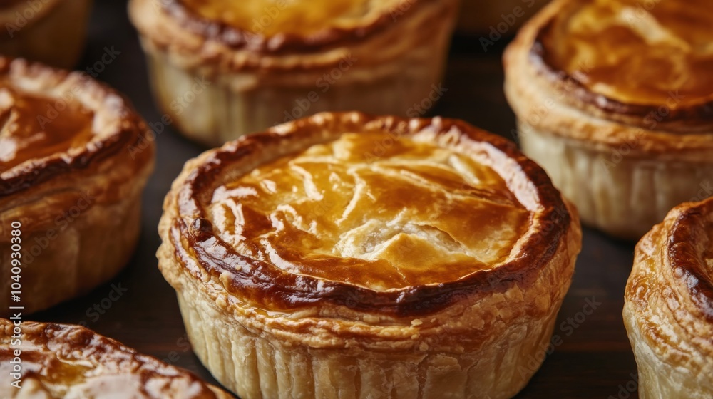 Rustic Meat Pies in High-Contrast Close-Up Detail Rustic Meat Pies in High-Contrast Close-Up Detail