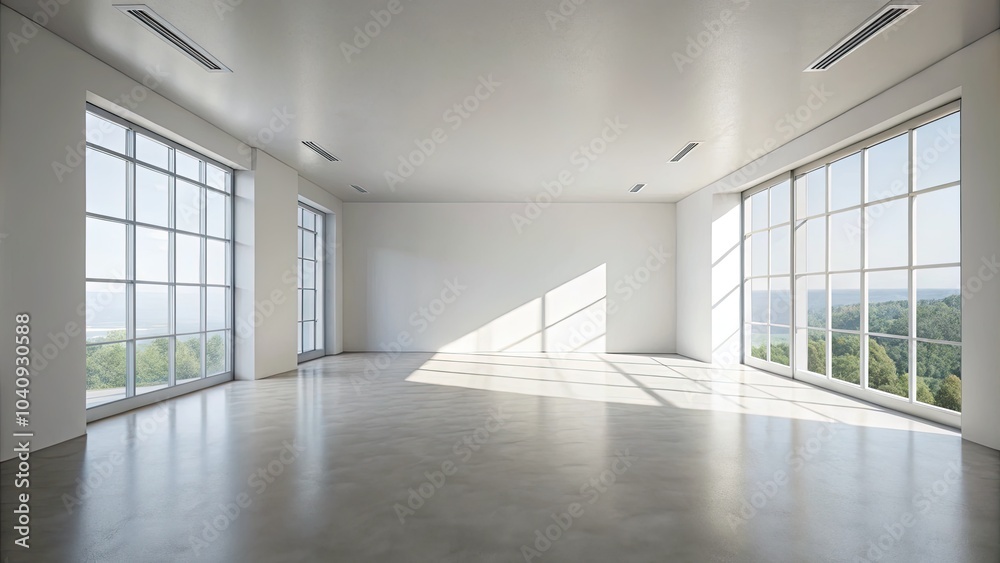 Minimalist Empty Room with White Walls and Natural Light – Tranquil Space for Reflection and Serenity Minimalist Empty Room with White Walls and Natural Light – Tranquil Space for Reflection and Serenity
