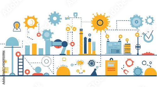 Blueprint evolving into a detailed roadmap and strategic framework for business growth development and success  Flat design on a clean white background representing the planning organization