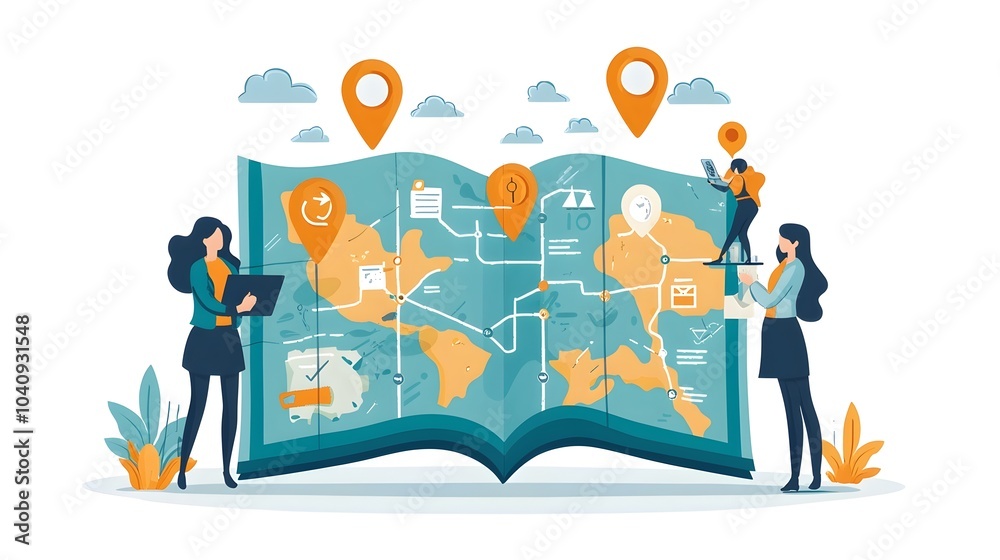 Expanding map transforming into a structured framework guiding strategy and direction flat design on white background representing business planning growth and development concepts